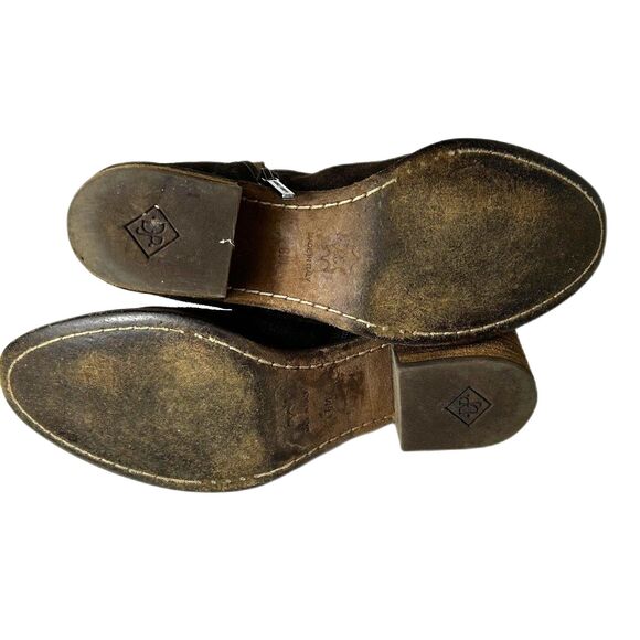 Donald J. Pliner Darua Dark Brown Distressed Suede Block Heel Ankle Boots Size 6 - Picture 8 of 11